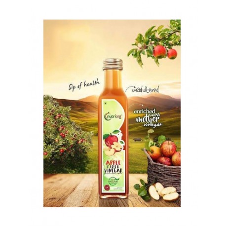 Organic Apple cider Vinegar Enrich With Mother Vinegar Packed in 250ml Glass Bottle